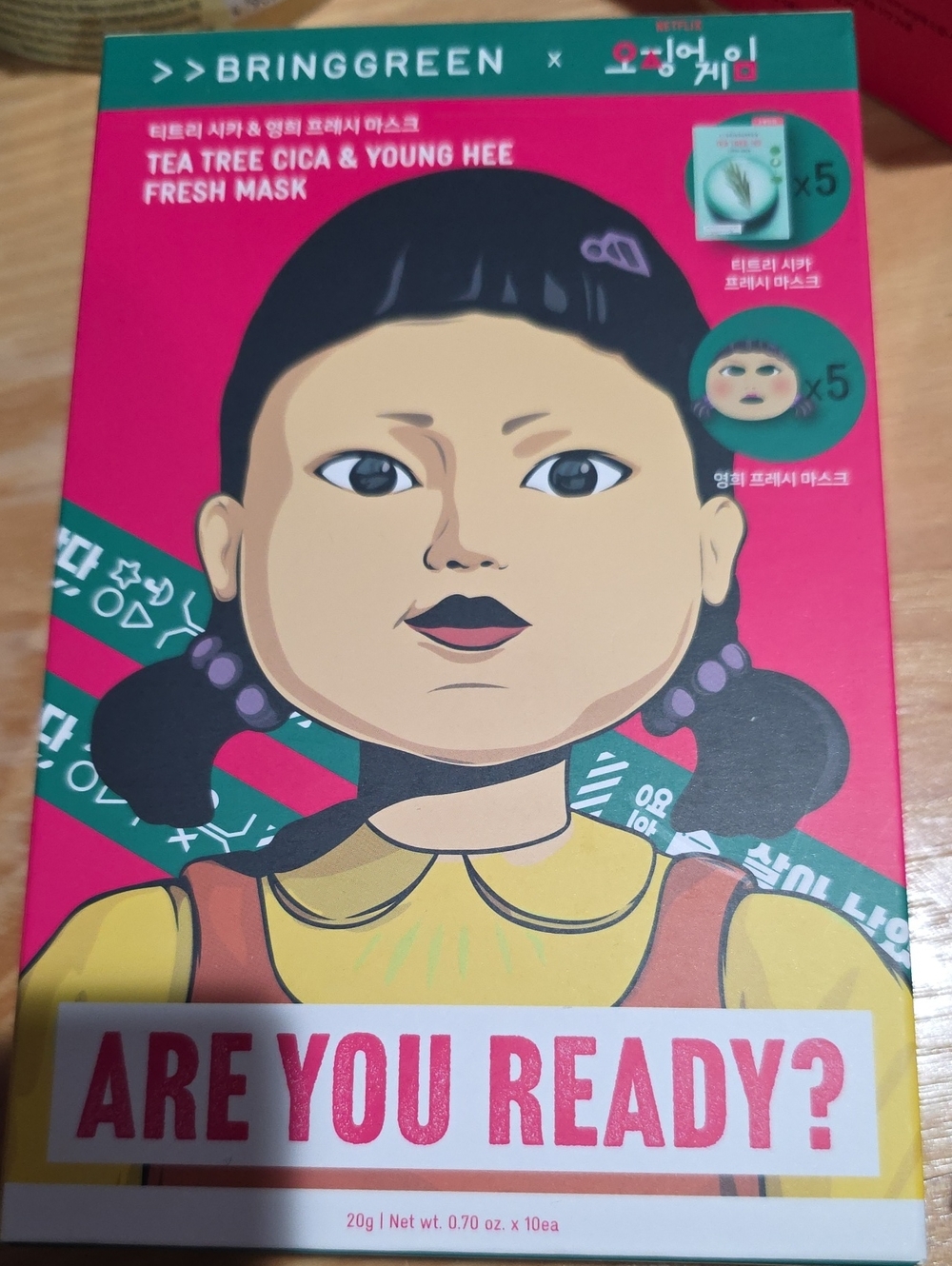 BringGreen Tea Tree Cica & Young Hee Fresh Mask - Pink & Teal Packaging